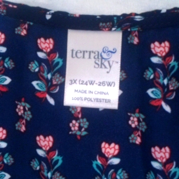 EUC Terra & Sky Blue Red Ruffle Top High Low Hem Size - Picture 4 of 5